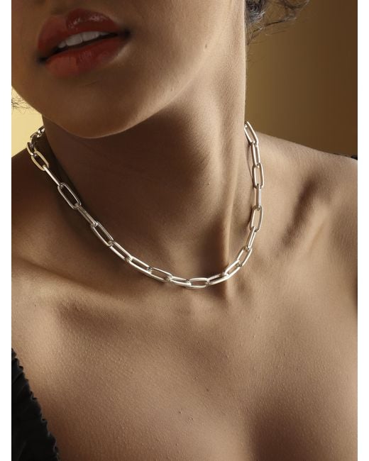 Lila Rasa Metallic Paperclip Chain Necklace Large