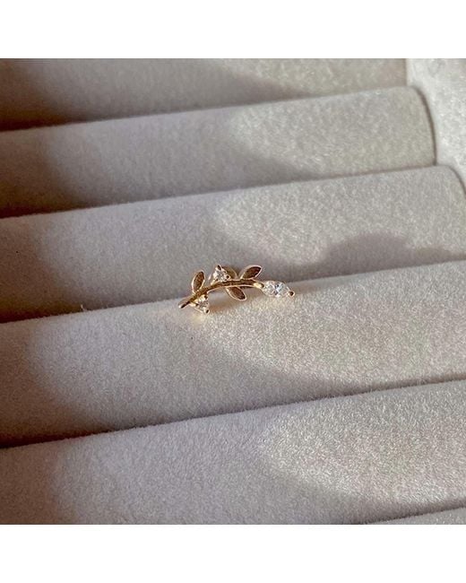 Zohreh Metallic Diamond Leaf Flat Back Earring 9K