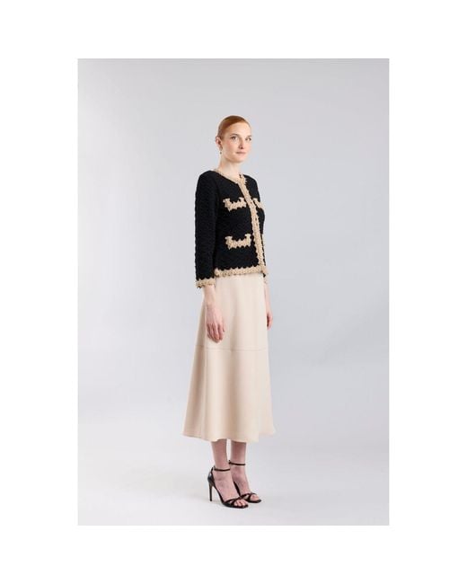 The Extreme Collection Black Neutrals Raised Embroidery Knit Jacket Paola