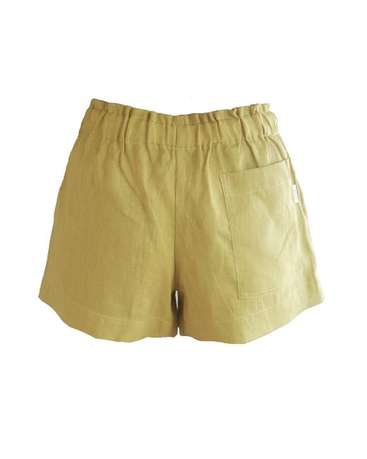 Larsen and Co Green Pure Linen Majorca Shorts In Buttermilk