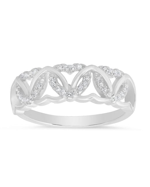 Kylie Harper Metallic Interlocking Hearts Diamond Cz Ring