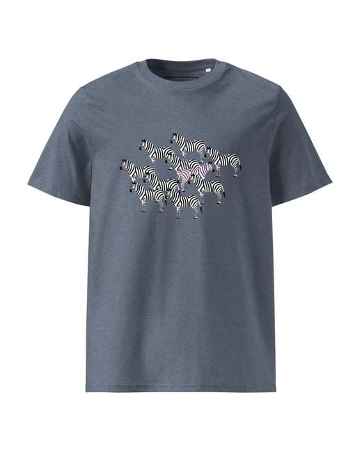 Anchor and Crew Blue Heather Zebra Where's William Going? Organic Cotton T-Shirt