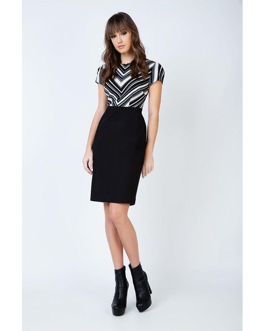 Conquista Black Stripe Detail Straight Dress