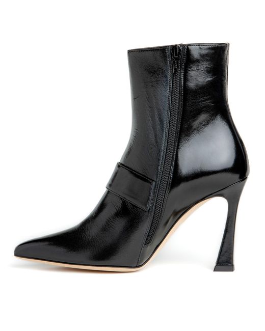 Beautiisoles by Robyn Shreiber Made in Italy Black Tammi Patent Leather Comfortable Ankle Bootie Valentine Evening Party