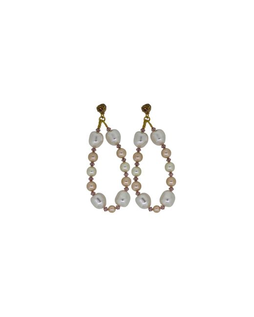 Vicki Sarge Black Neutrals Baroque Pearl & Crystal Hoop Earrings