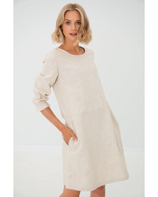 LeMuse Pink Emma — Stonewashed Linen Dress With Pockets & Tie Belt