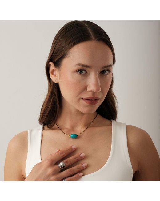 LINYA JEWELLERY Metallic Delphi Stone Hematite Necklace