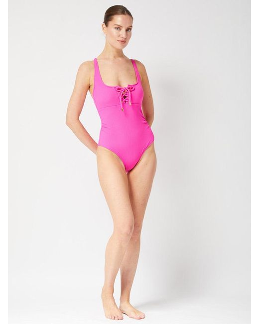 Change of Scenery Taylor Underwire Tank One Piece In Shocking Pink Texture