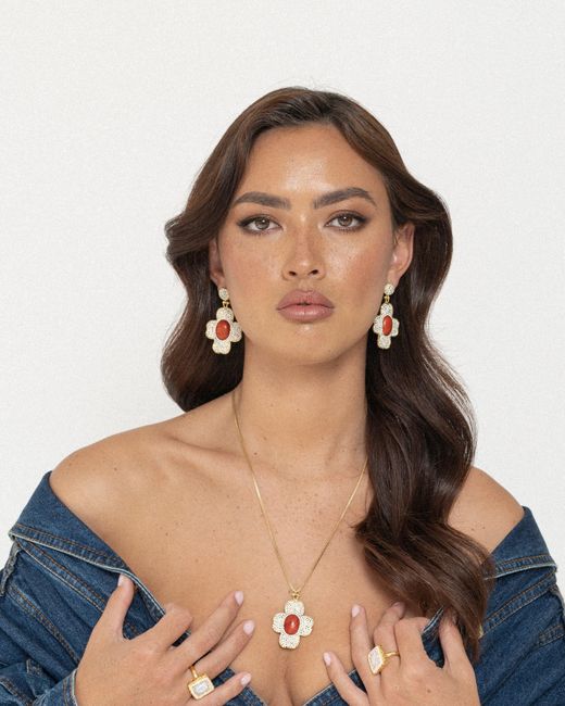 Ornare the Label Metallic Pippa Earrings – Coral