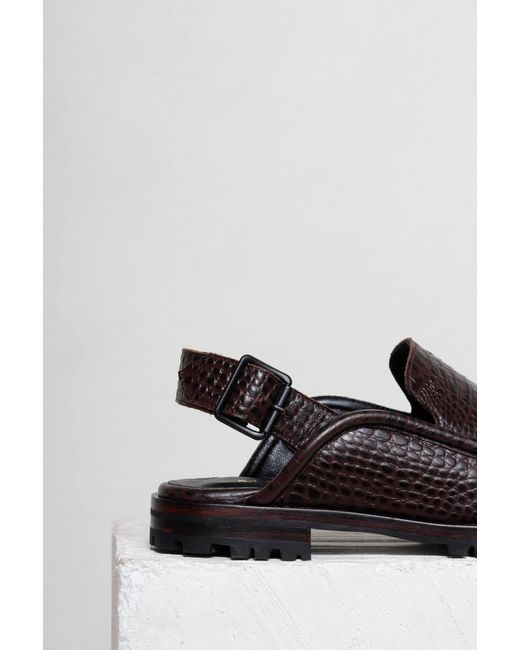 Mafalda Brown Dominic Croco Textured Slingback Loafer