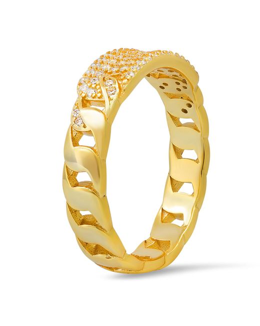 Kylie Harper Metallic Petite Curb Chain Diamond Cz Id Ring