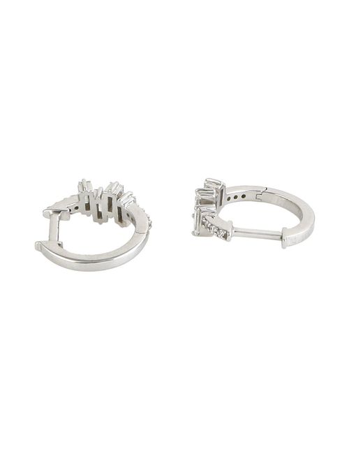Artisan Metallic 18K Baguette Diamond Huggie Earrings