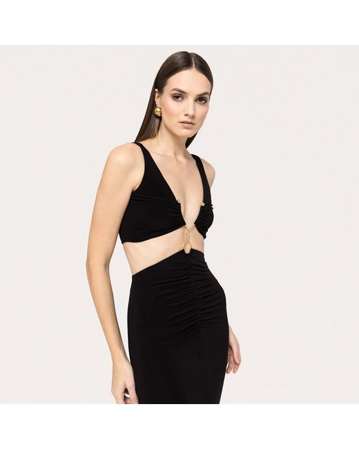 Nissa Black Cut-Out Jersey Midi Dress