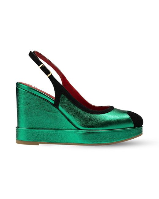 Rosamund Muir London Green Lavinia Metallic & Suede Wedges