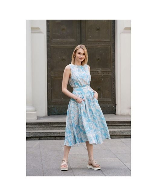 Oh!Zuza Blue Neutrals Wide-Strap Top & Midi Skirt Set