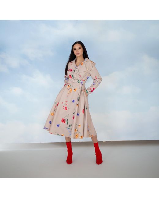 RainSisters Women's Pink Beige Waterproof Trench Coat With