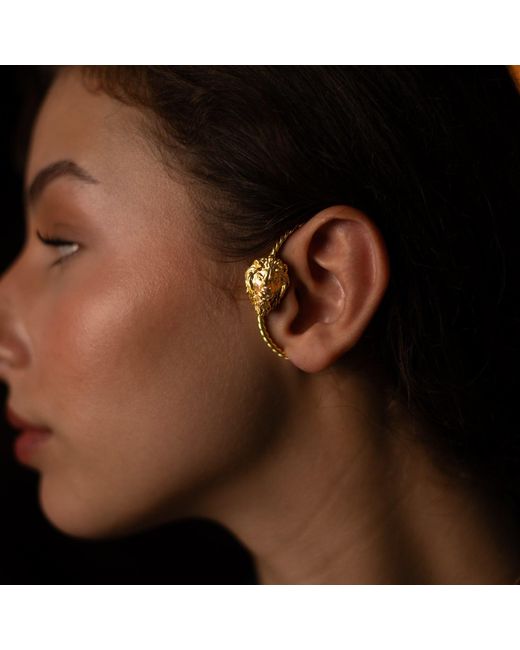 Ebru Jewelry Metallic Majestic Lion Vermeil Unique Ear Cuff