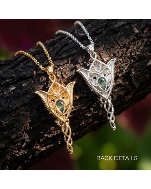Azura Jewelry New York Metallic Evenfall Star Moss Agate Necklace Vermeil