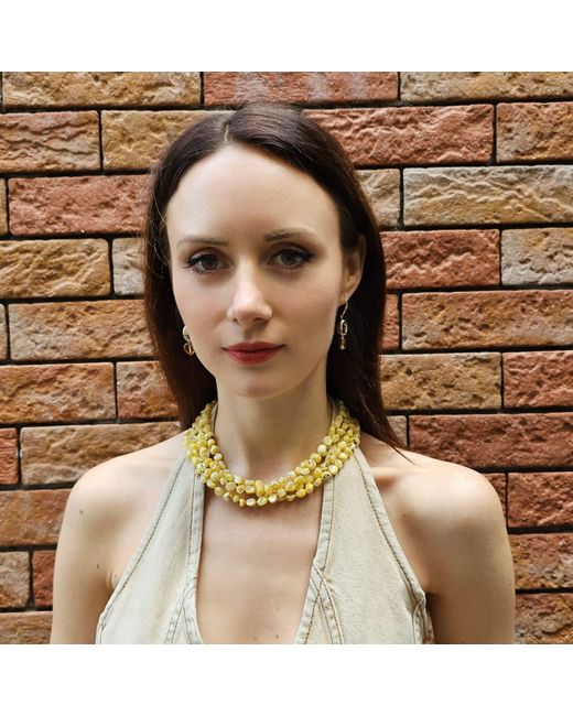 Farra Metallic Natural Shell Multi-Layers Necklace