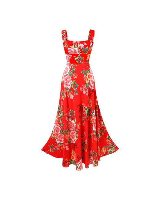 Lily Phellera Red Elsa Floral Summer Maxi Dress In Flowerbomb