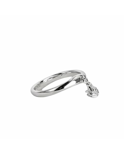 NASI SILVER White Leaping Frog Dangling Ring