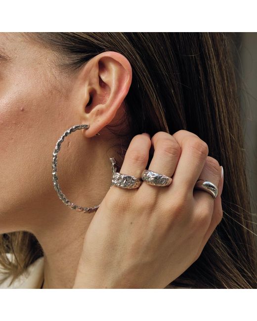 LINYA JEWELLERY White Misy Amorphous Oval Big Hoop Earrings