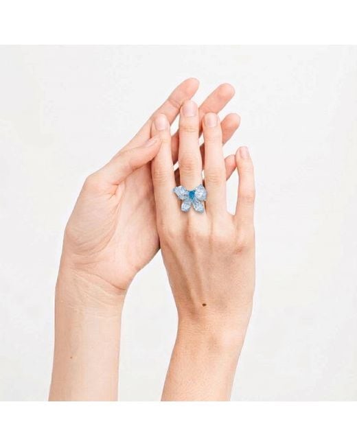 Ormiro Blue Psyche Aquamarine & Apatite Butterfly Ring