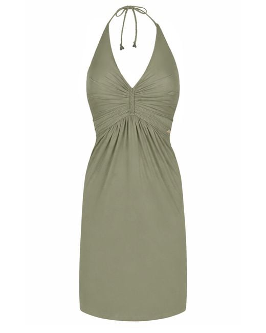 Chic by Lirette Green Korte Halter Jurk Natural