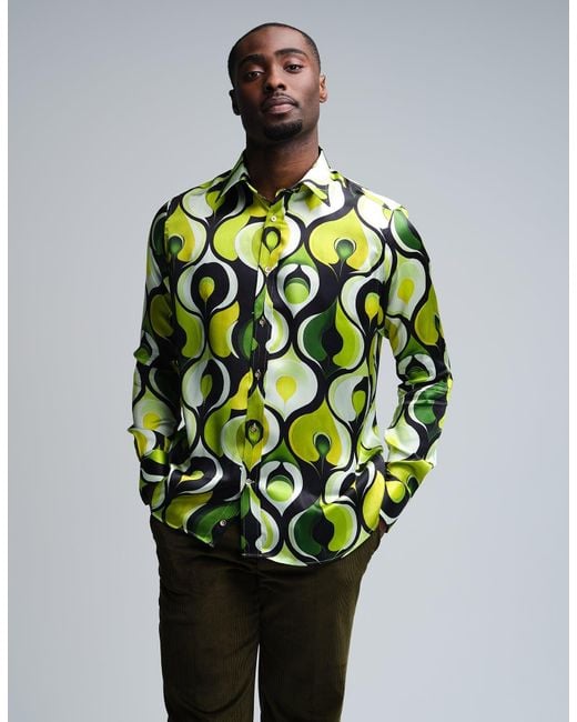 Gresham Blake Green Apples Silk Shirt for men