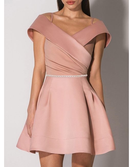 Tia Dorraine Pink Easy To Love Flared Satin Mini Dress