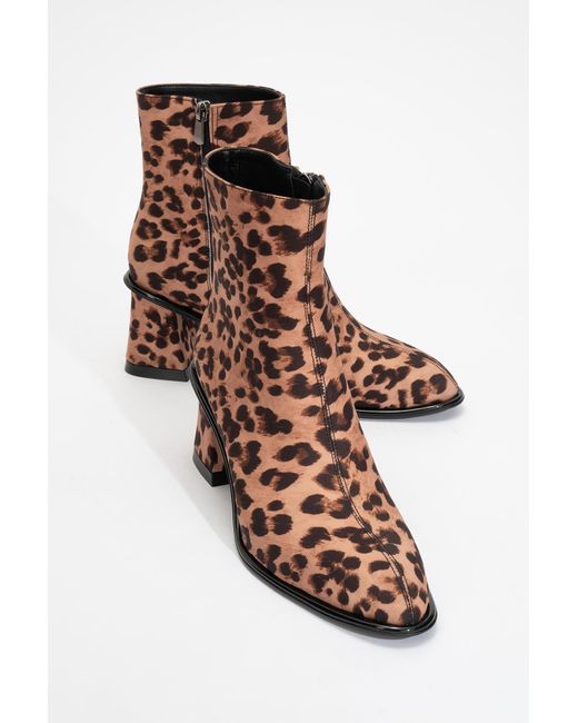 Prologue Shoes Brown Alba Leopard Block Heel Boot