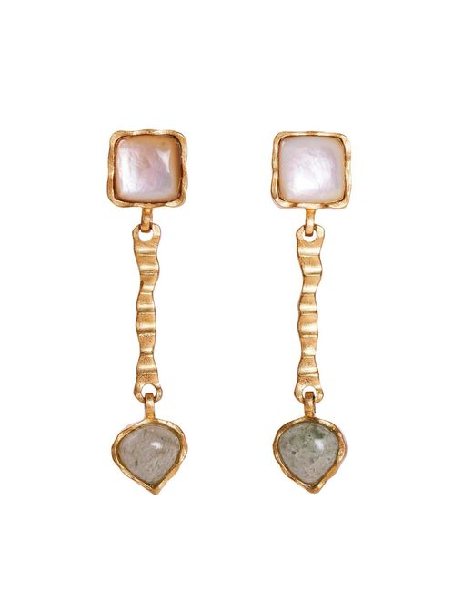 Christina Greene Metallic Deco Russes Drop Earrings