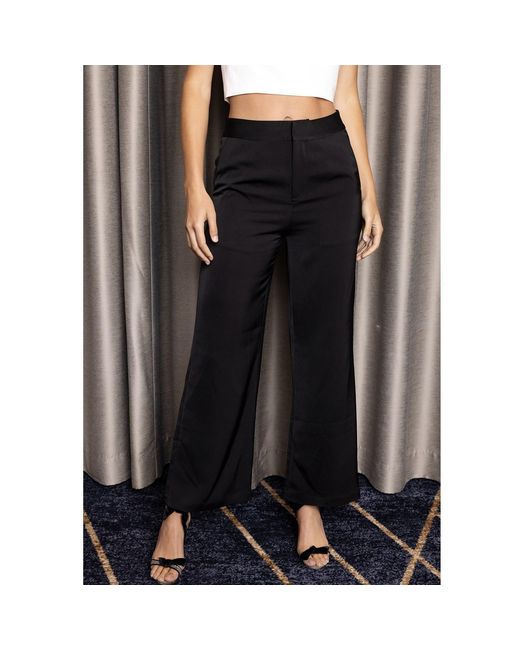 Riviera Soirée Black Margot Satin Flared Pants