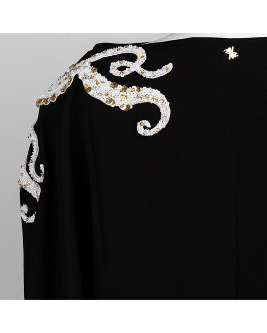 House of Laines London Black Couture Asymmetric Cape Style Top With Embellished Octopus