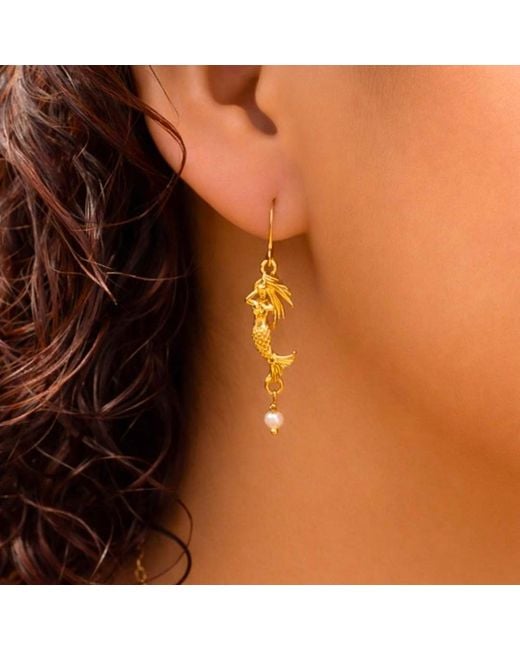 Lexi Jewelry Metallic Mermaid & Scallop Shell Dangly Earrings