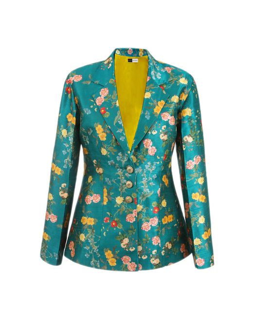 Richa Sharma Green Single Breasted Tailored Blazer Jacket