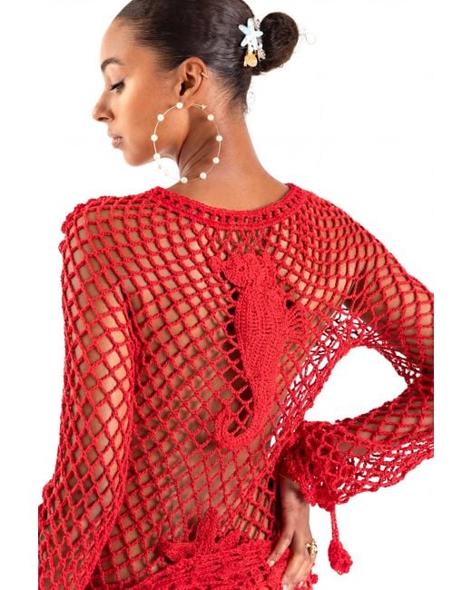 Andreeva Red Cherry Handmade Crochet Top & Cover-Up