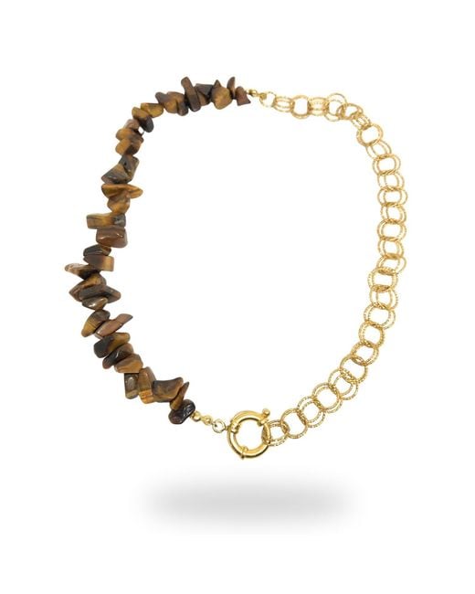LINYA JEWELLERY Metallic Tiger Eye Chain Necklace