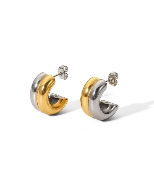 Olivia Le Metallic Santos Double Layered Huggie Earrings