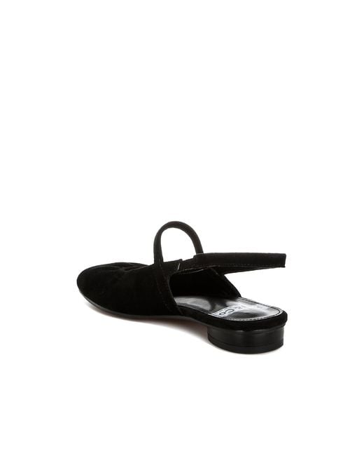 Rag & Co Black Bounzi Soft Suede Leather Slingback Sandals