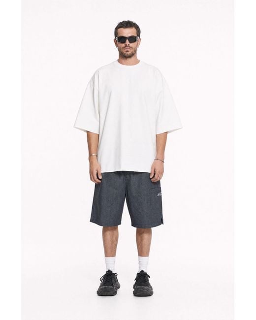 mysimplicated Gray Workwear Denim Shorts for men