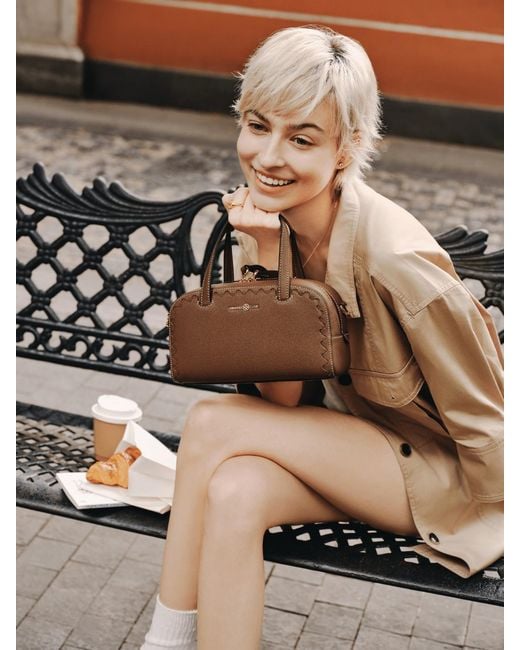 Orange Cube Brown Mosaic Boston Hand Bag