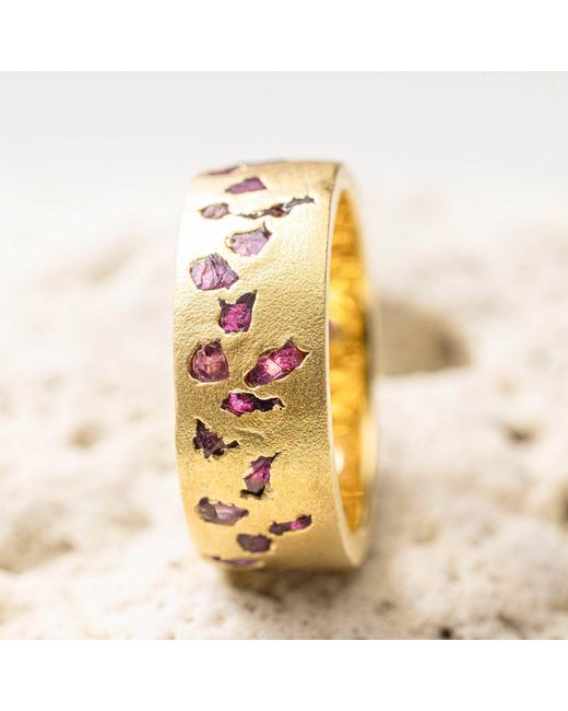 German Kabirski Metallic Pyra Plated Band Ring With Raw Ruby