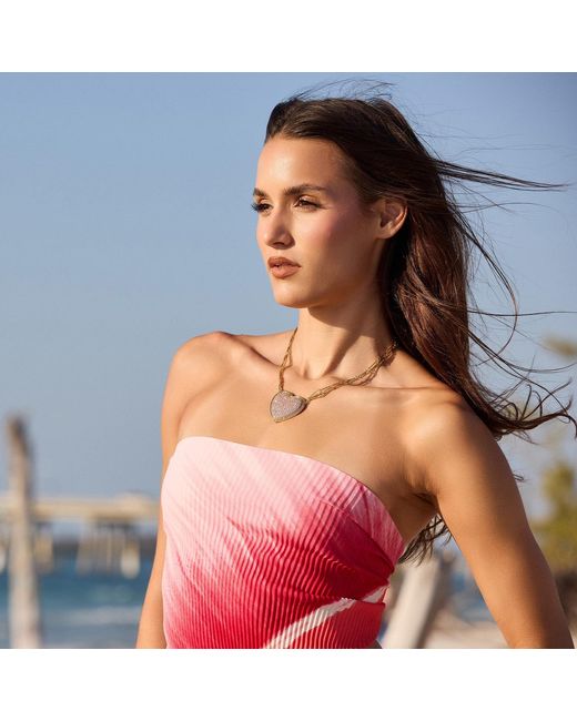 Adriana Pappas Designs Metallic Chained Pave Heart Necklace
