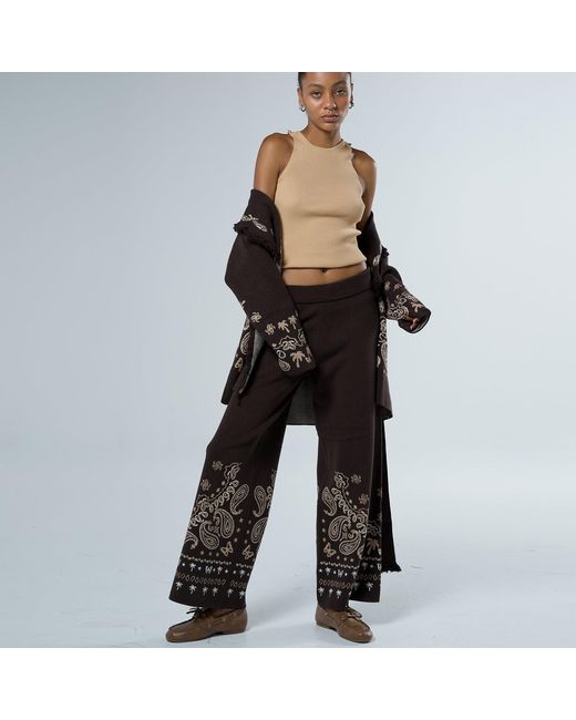 LOVEIST STORE Brown Caprica Jacquard Long Cardigan – Modern Boho Luxury Knit