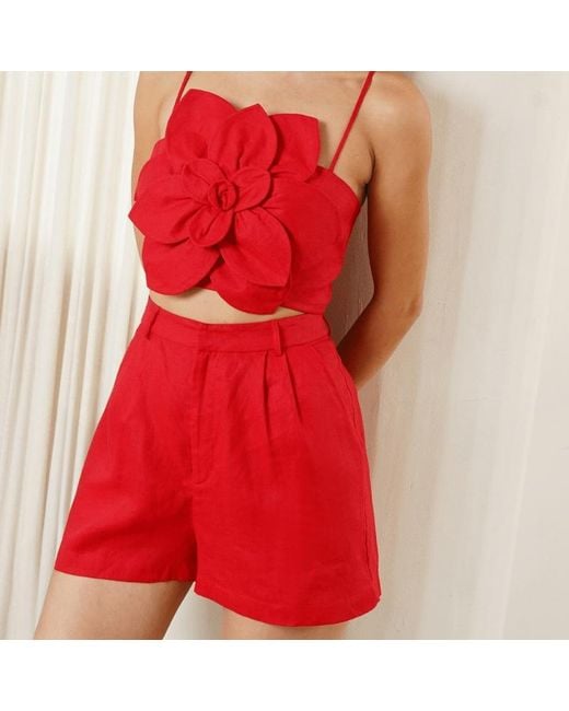 Yumi Kim Red Rhea Linen Short