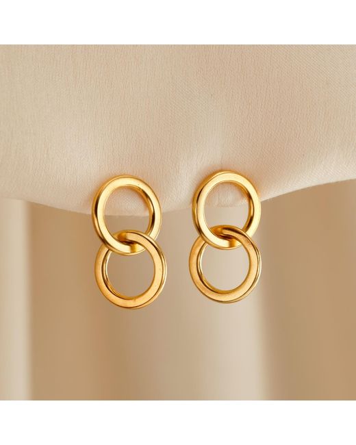 Posh Totty Designs Metallic Plated Interlinking Hoop Charm Stud Earring