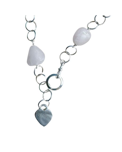 Tg-Jewellery by Tamara Gervasio Blue Rose Quartz Pebble Sterling Heart Necklace One Of A Kind