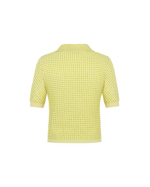 Nocturne Yellow Rhinestone Embroidered Knitwear Top