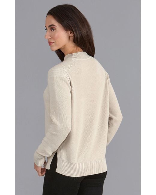 Paul James Knitwear Gray Neutrals Lightweight Cotton Camilla Fisherman Rib Jumper